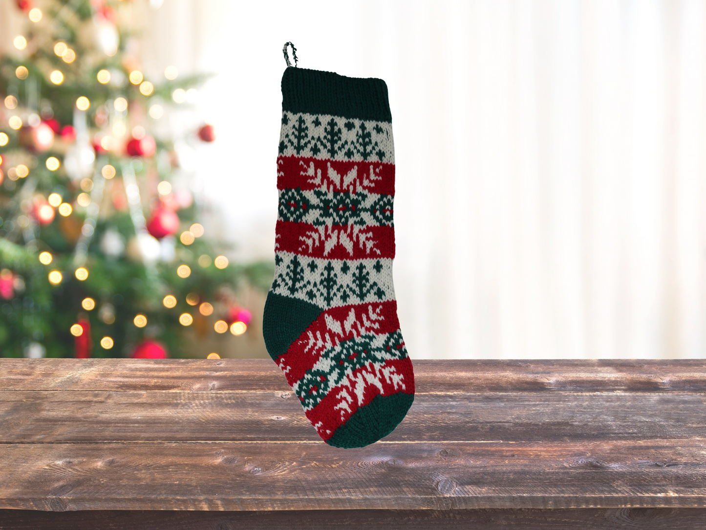 Fair Isle Snowflake Christmas Stocking