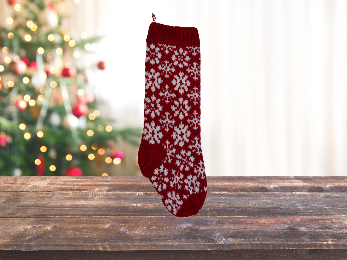 Nordic Flower Snowflake Christmas Stocking