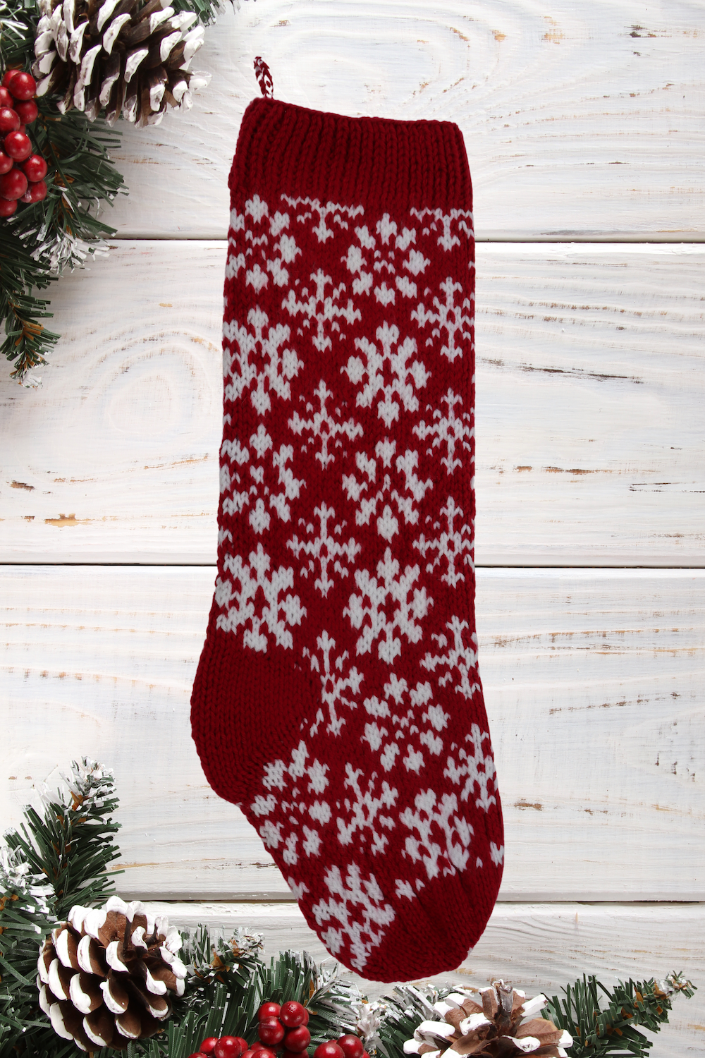 Nordic Flower Snowflake Christmas Stocking