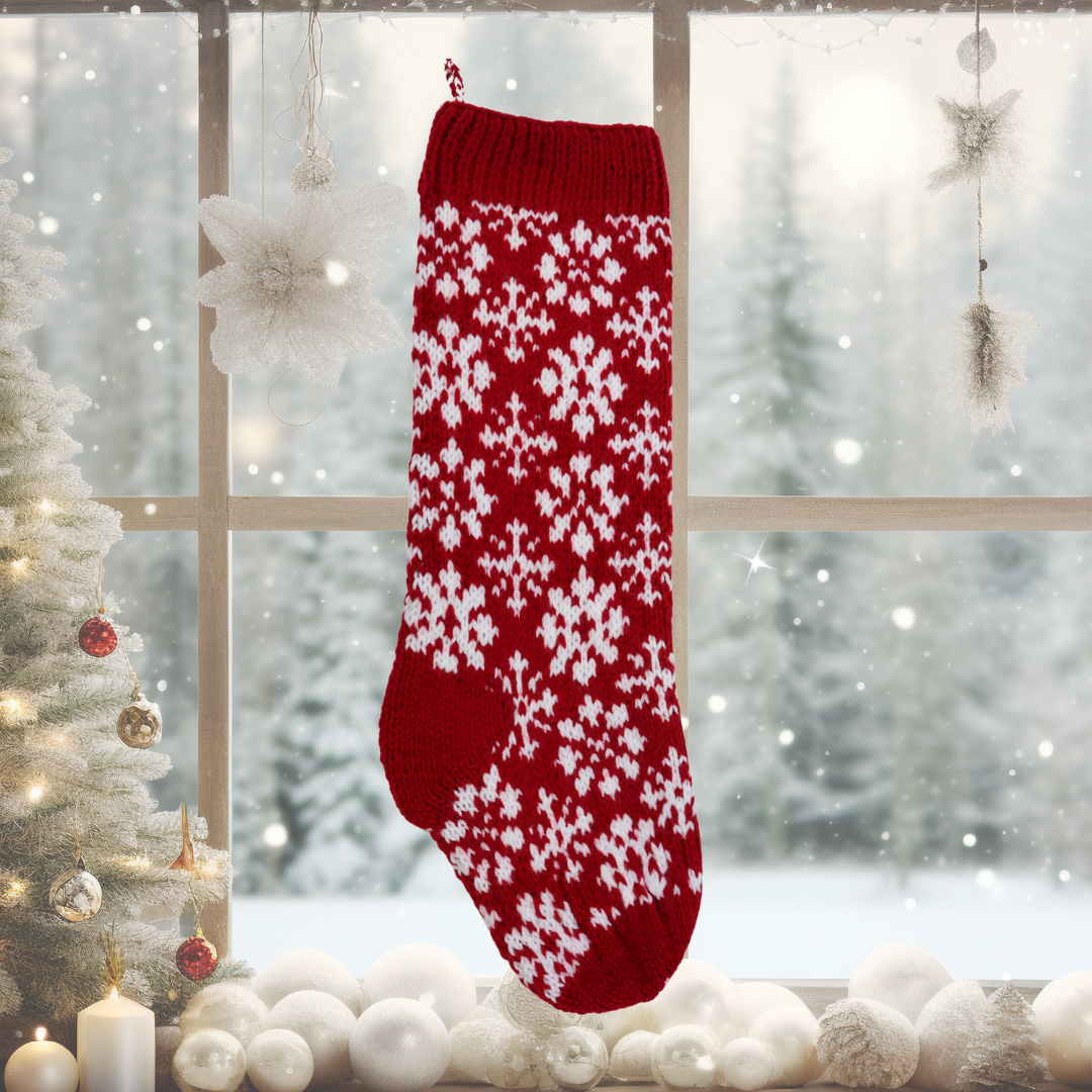 Nordic Flower Snowflake Christmas Stocking