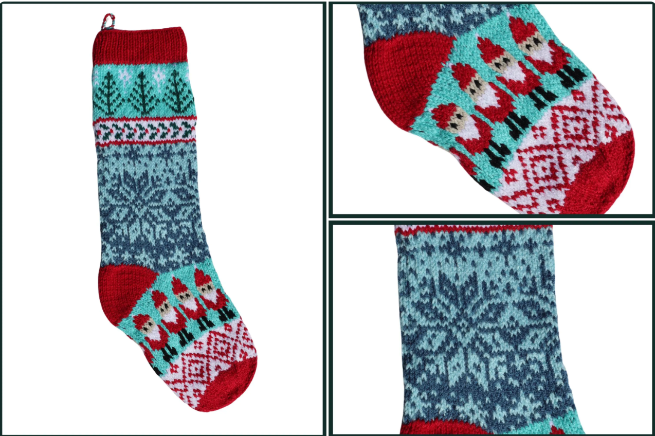 Santa Snowflake Christmas Stocking