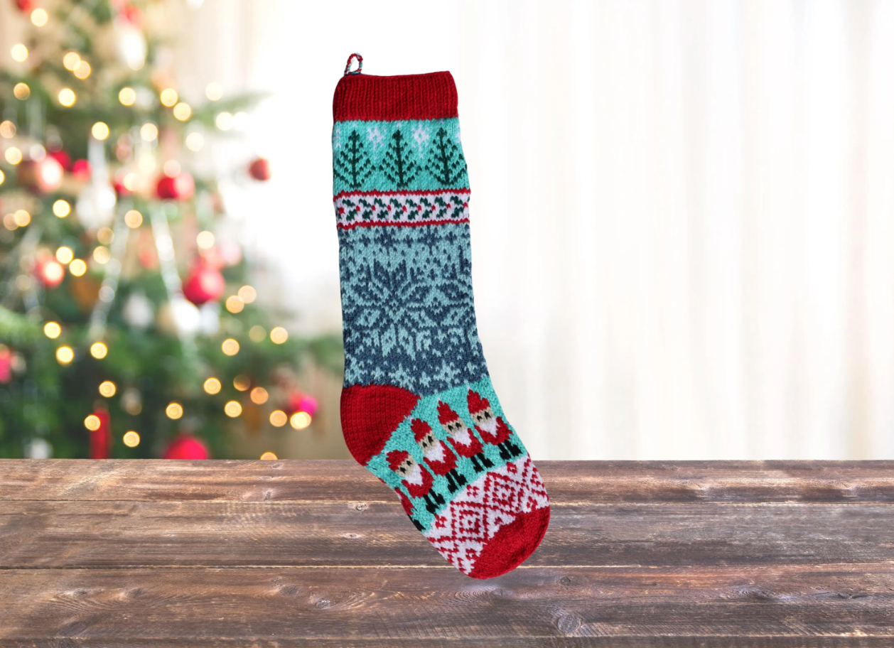 Santa Snowflake Christmas Stocking