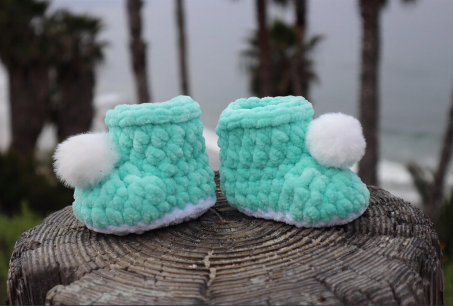 Chenille Baby Booties