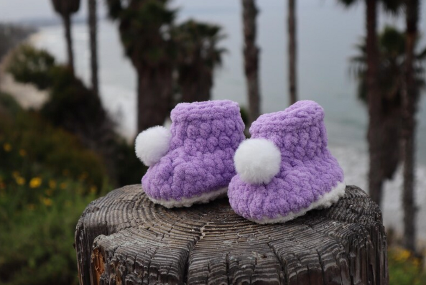 Chenille Baby Booties