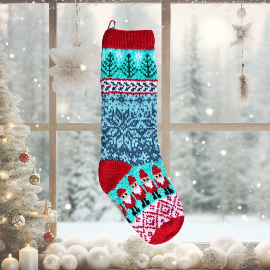 Santa Snowflake Christmas Stocking