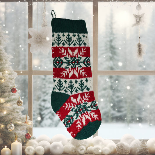 Fair Isle Snowflake Christmas Stocking