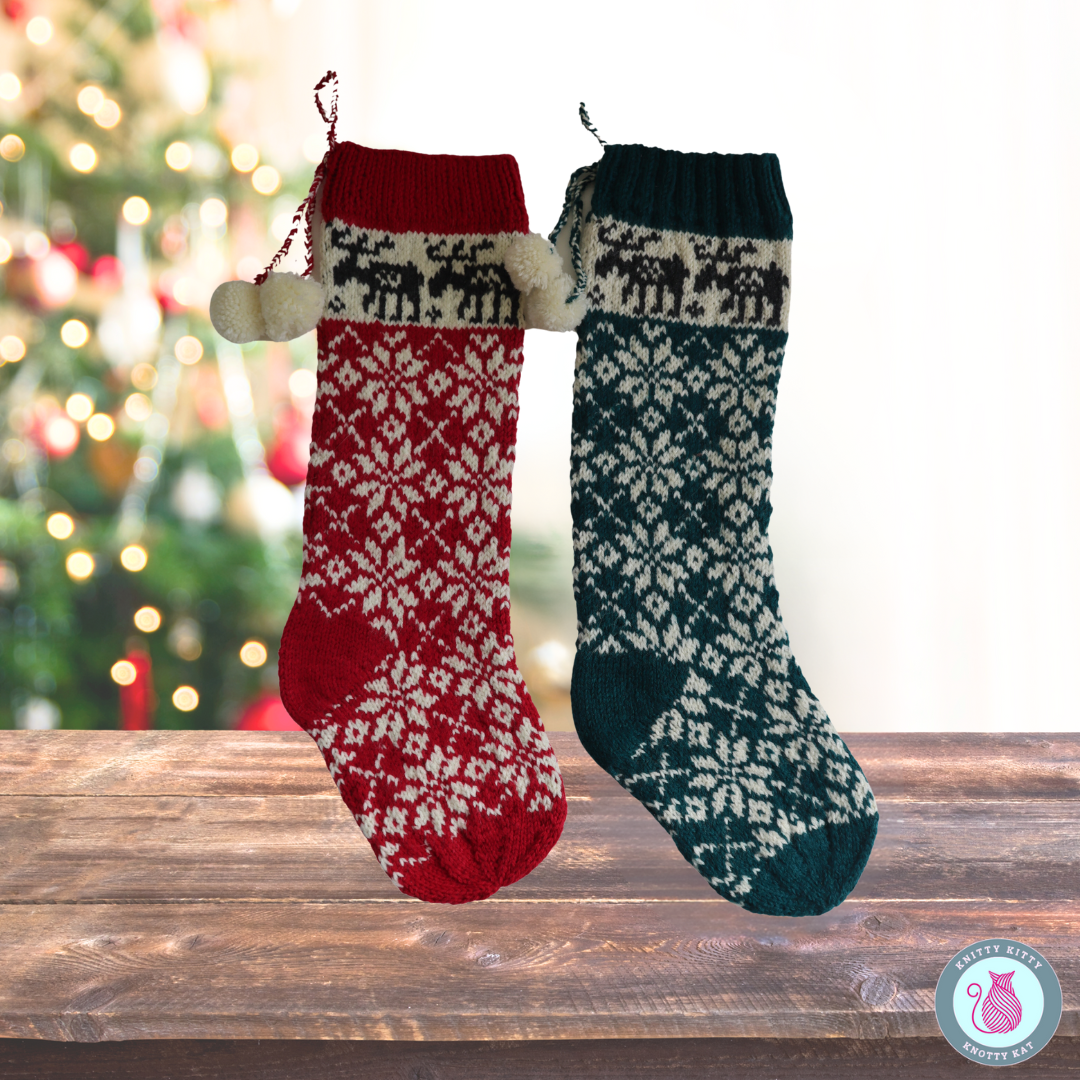 Moose Snowflake Christmas Stocking