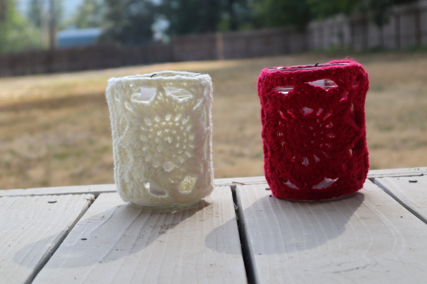 Crochet Star Granny Square Candle Cozy Pattern