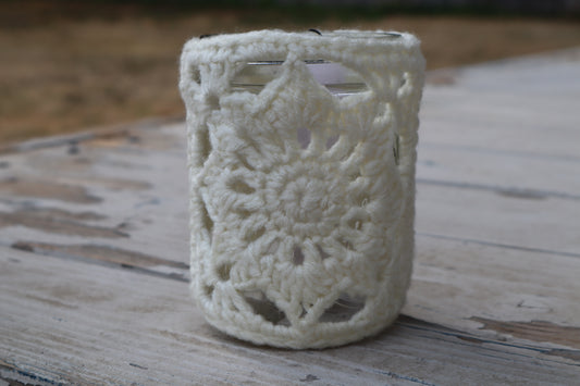 Crochet Star Granny Square Candle Cozy Pattern