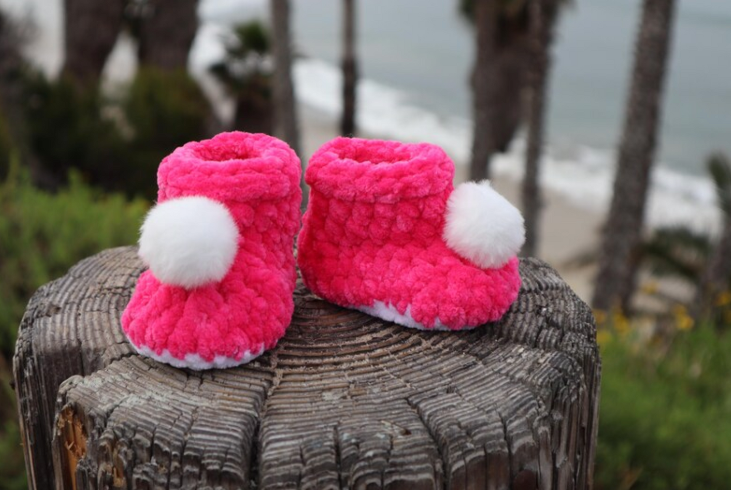 Chenille Baby Booties