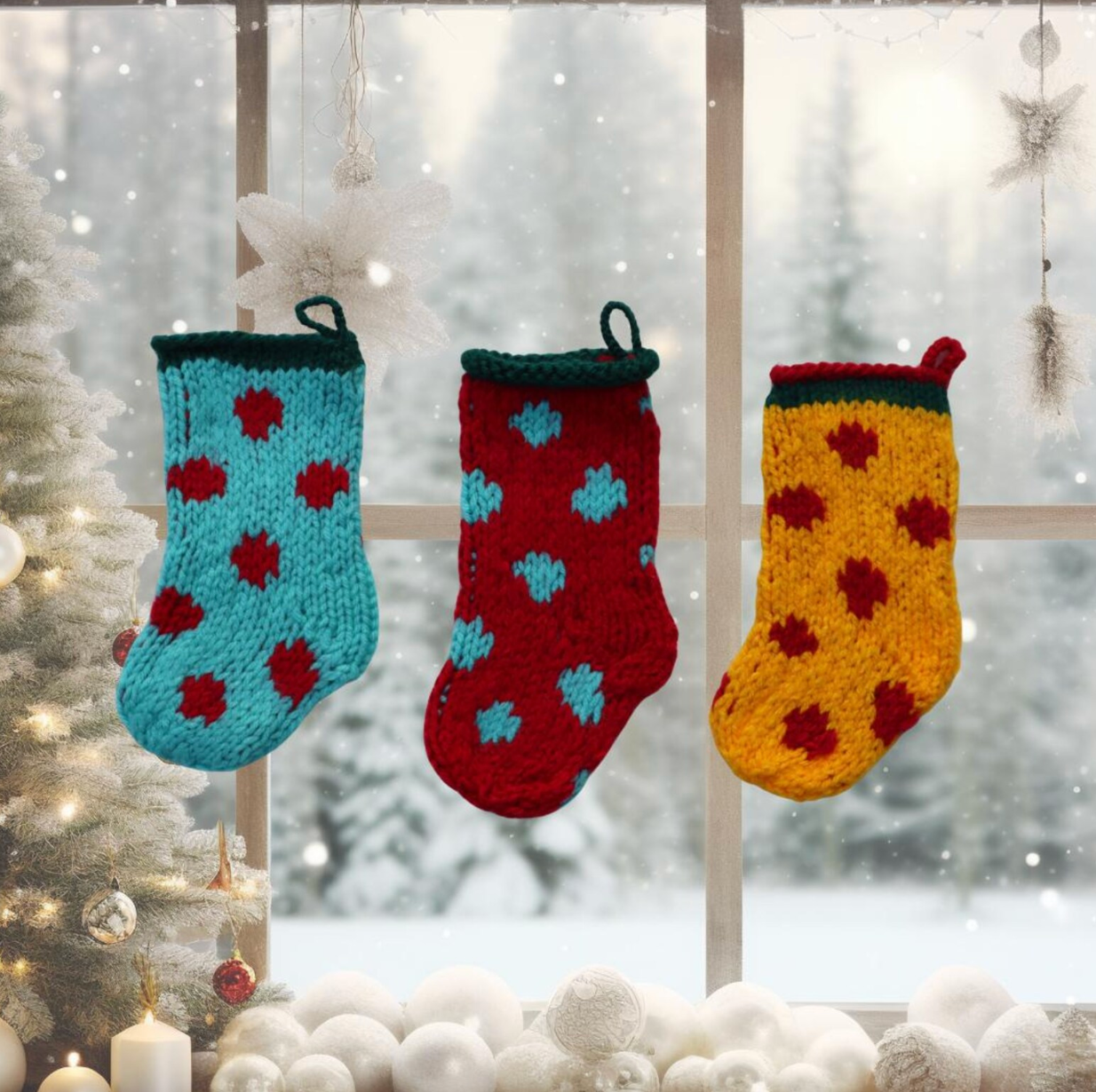 Mini Polka Dot Christmas Stocking Ornament