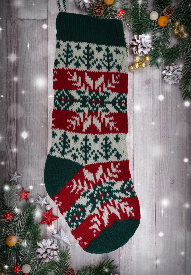 Fair Isle Snowflake Christmas Stocking