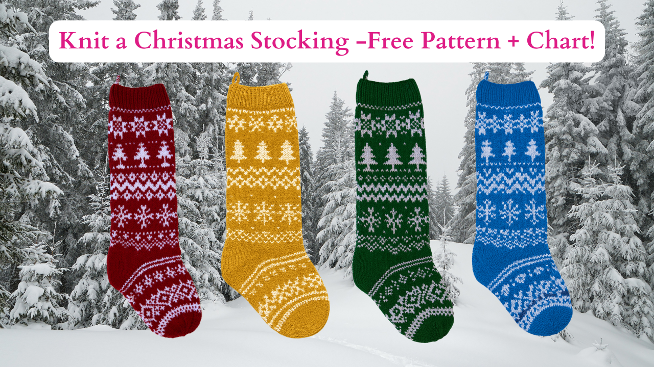 Load video: A step-by-step guide to knitting a fair isle Christmas stocking