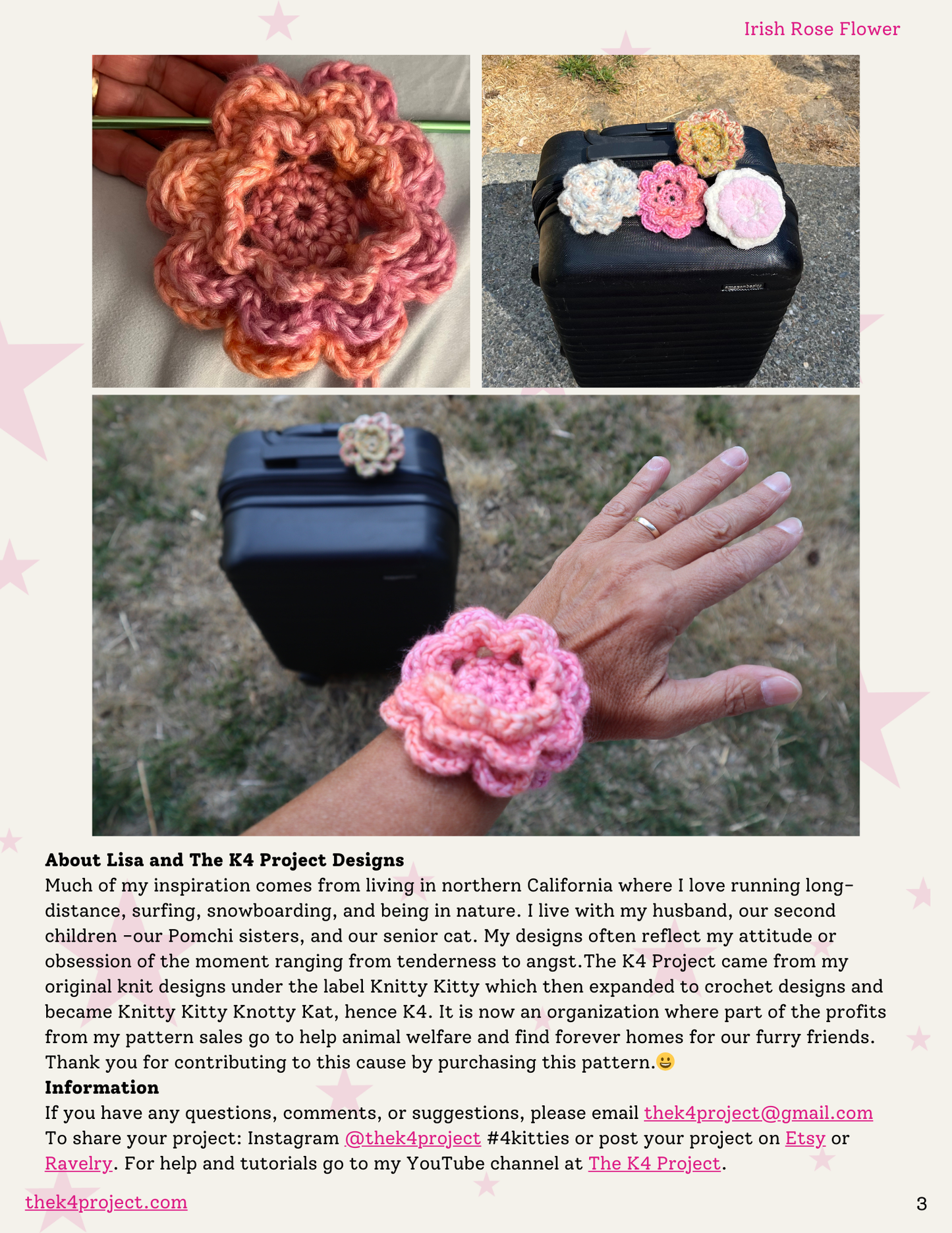 Crochet Irish Rose Pattern: Luggage Tag, Bracelet, Hair Tie